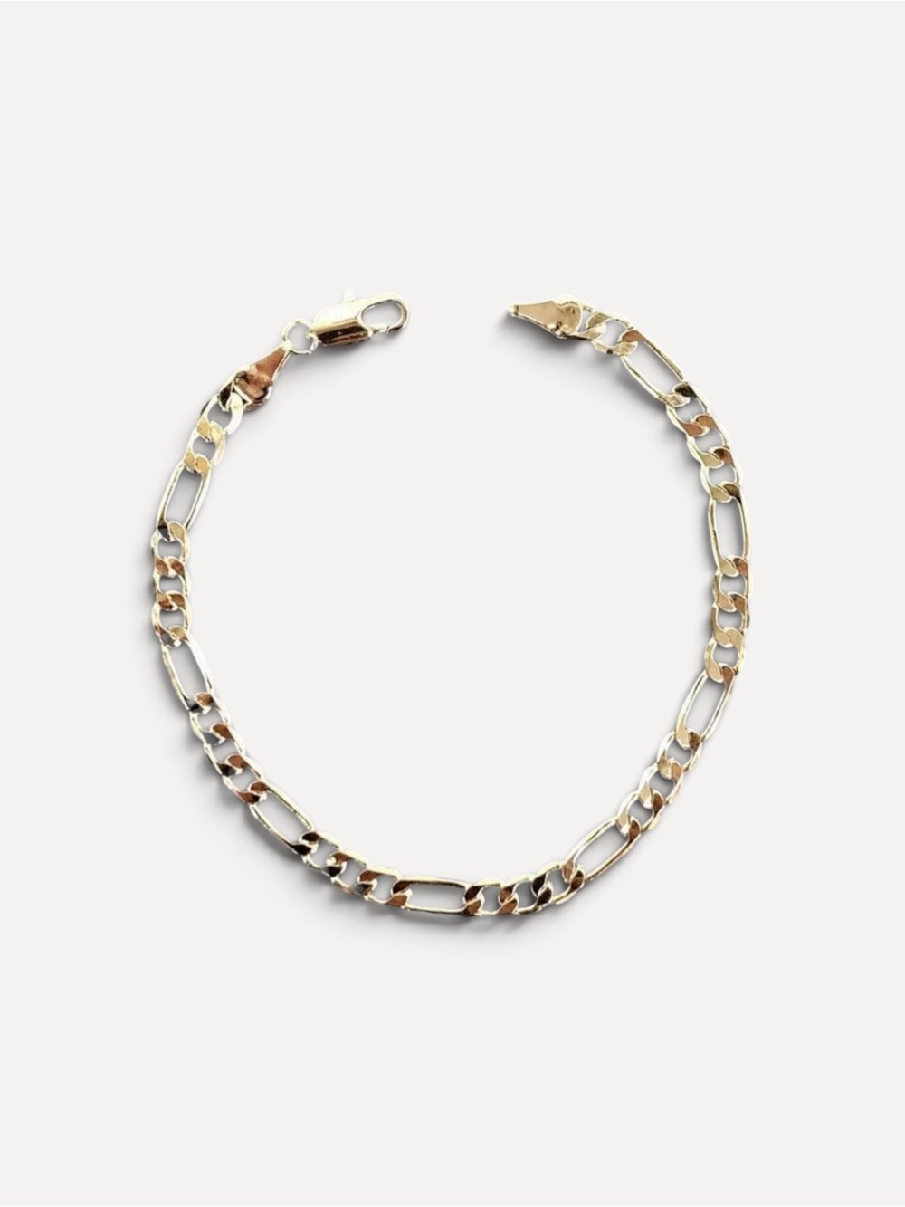 18k Gold Figaro Chain Bracelet - “7”